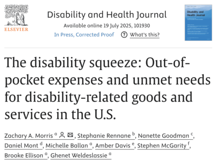 Shows the title of the article that was published in the disability health journal
